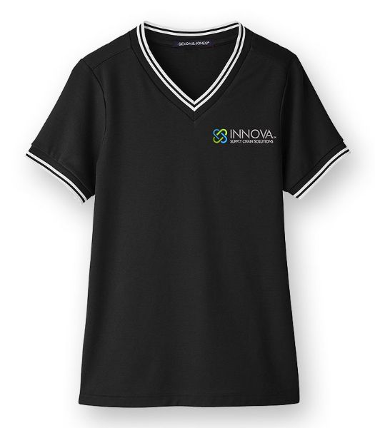 Picture of DG20CW - Ladies' Plaited Tipped V-neck Polo 